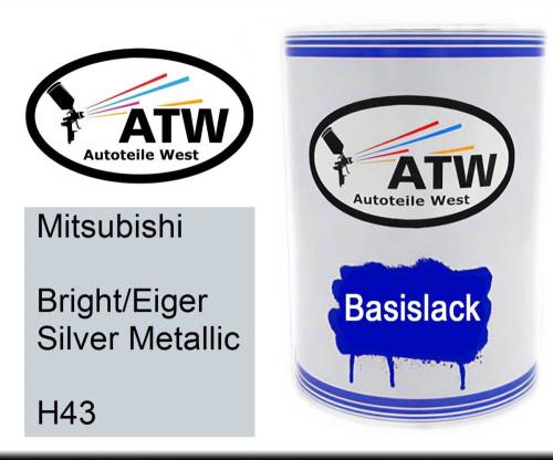 Mitsubishi, Bright/Eiger Silver Metallic, H43: 500ml Lackdose, von ATW Autoteile West.